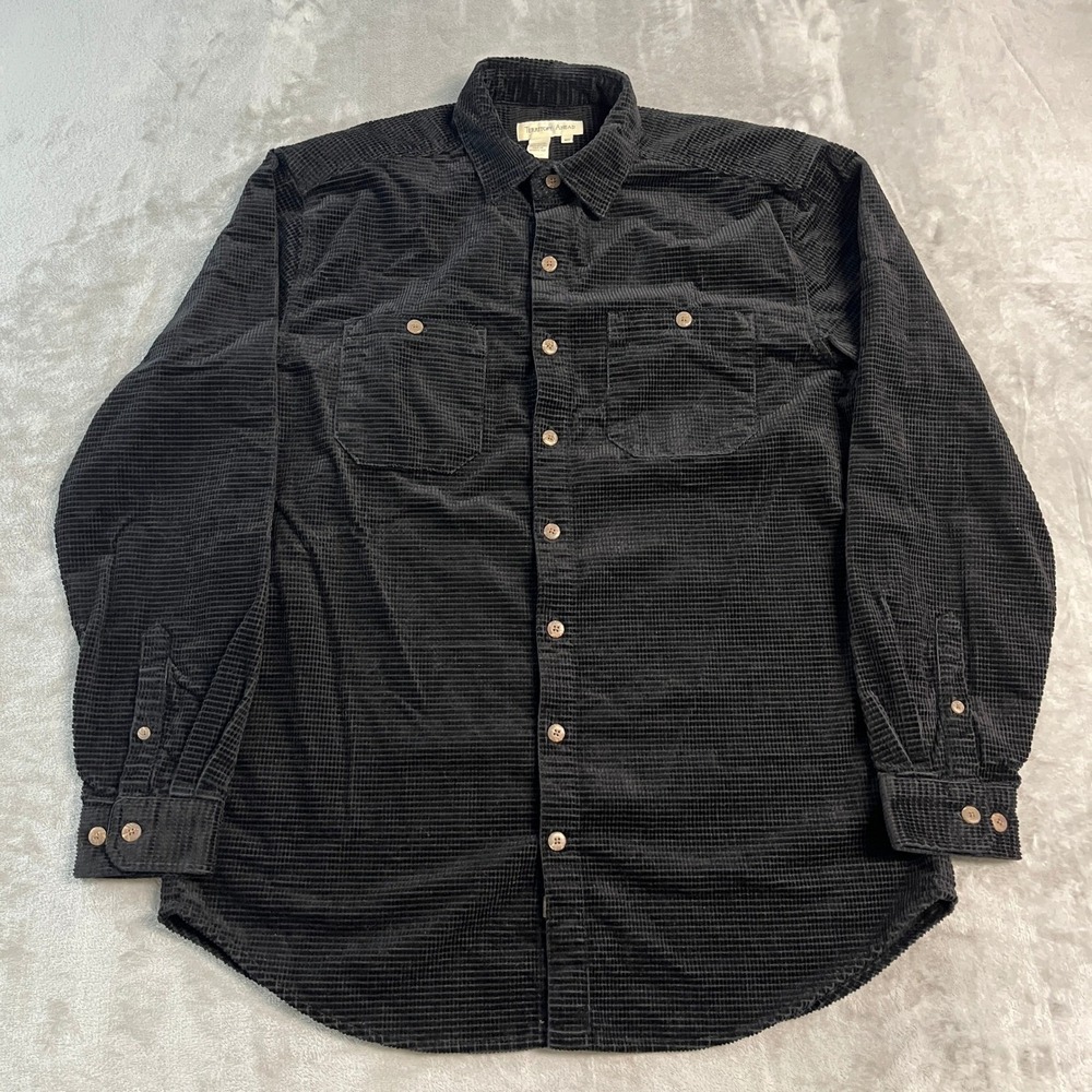 Territory Ahead Mens MT Black Waffle Corduroy Long Sleeve Button Down Shirt EUC - Picture 2 of 15